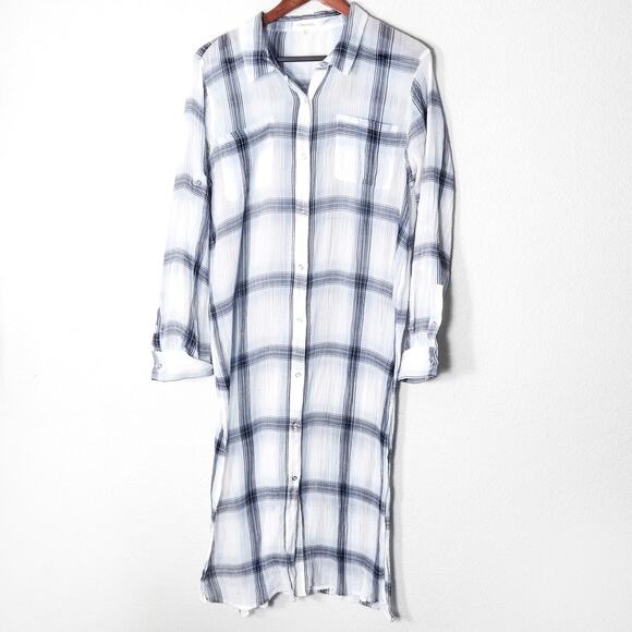 Calvin Klein Tops - Calvin Klein Shirt Dress L Blue White Americana Heritage Western Rustic